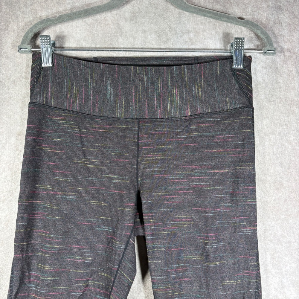 prAna Leggings Womens M Gray Roxanne Capri Strappy Lattice Space Dye Yoga Gym - Picture 2 of 9